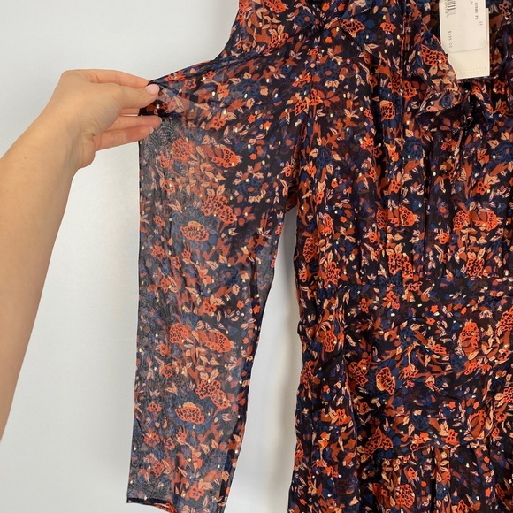 NWT Ulla Johnson Cecily Cosmos-Print Silk Lurex Mini Dress 12 Ruffle Cocktail Pa - Picture 8 of 15